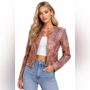 Insight New York Zip-Front Vegan Leather Jacket in Liquid Fall Shade